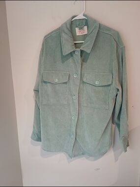 Ashley By 26 International Sage Green Corduroy Utility Shacket